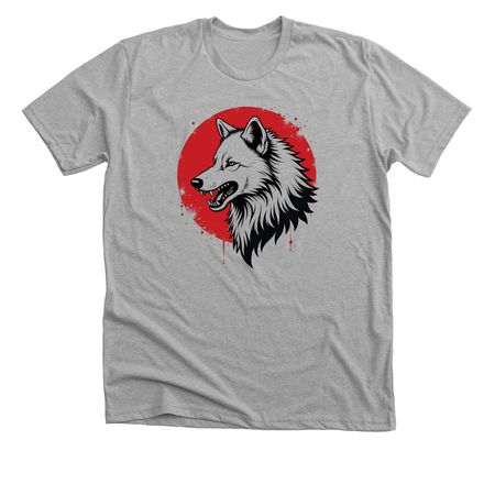 Red Moon with Wild Wolf, a Athletic Heather Premium Unisex Tee