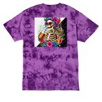 Not here to please, a Purple Crystal Tie Dye Tee (back-view)