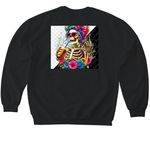 Not here to please, a Black Softstyle Crewneck Sweatshirt (back-view)