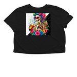 Not here to please, a Black Women?s Flowy Cropped Tee (back-view)