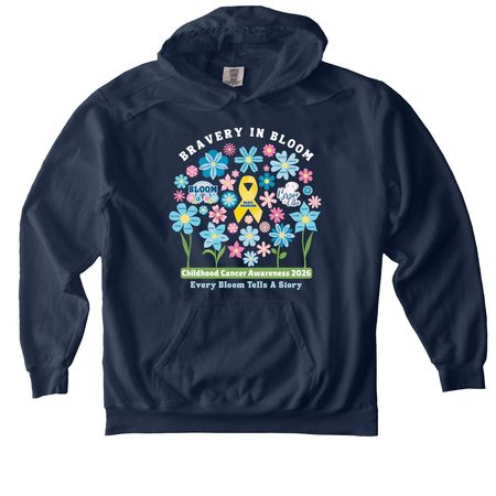 2026 BLE Childhood Cancer Awareness, a True Navy Comfort Colors Pullover Hoodie