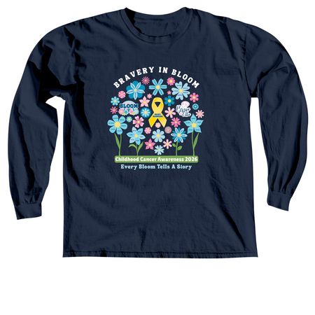 2026 BLE Childhood Cancer Awareness, a True Navy Comfort Colors Long Sleeve Tee