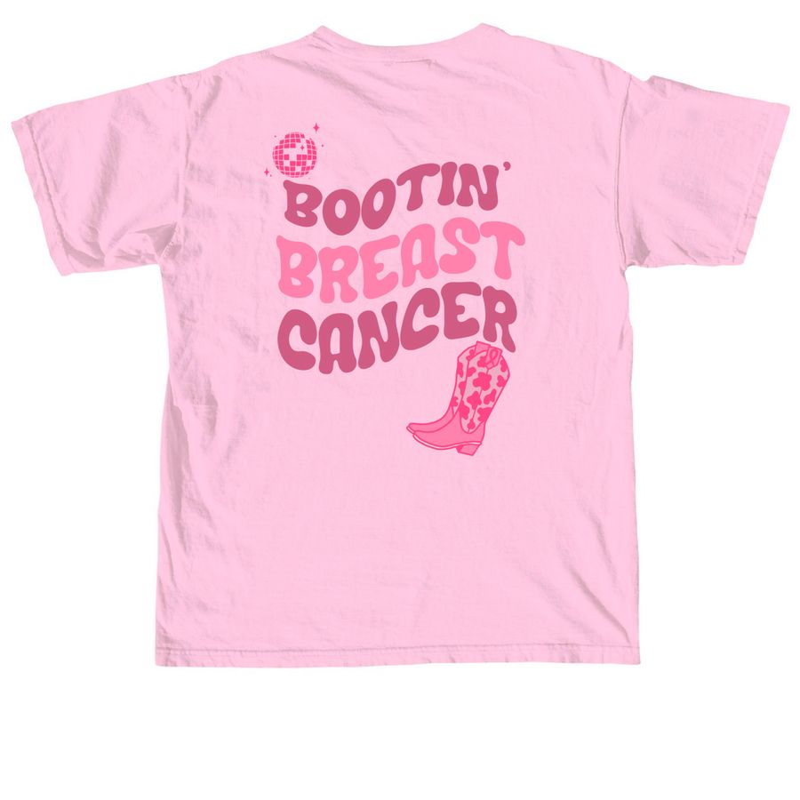 Bootin' Breast Cancer, a Blossom Comfort Colors Unisex Tee (back-view)