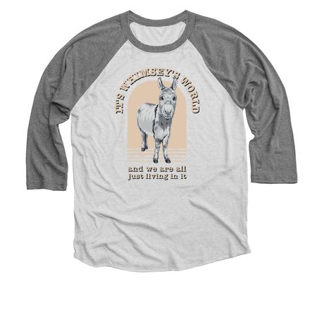 Whimsey's World (apparel), a Premium Heather and Heather White 3/4 Sleeve Baseball Tee