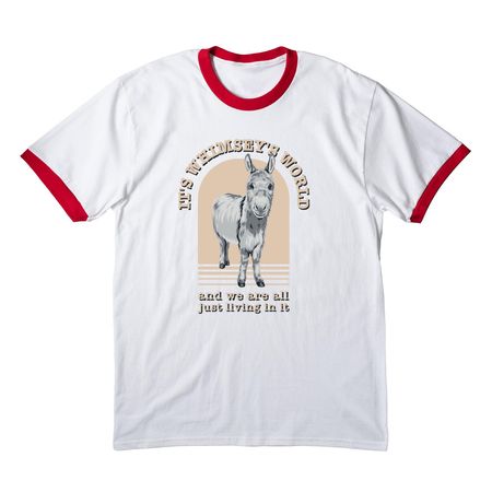 Whimsey's World (apparel), a White/ Red Cotton Ringer Tee