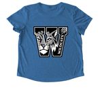 Wildcats Double Design Tops, a Azure Blue Allmade Eco Triblend Women?s Scoop Neck Tee (back-view)