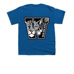 Wildcats Double Design Tops, a Royal Blue Youth Unisex Tee (back-view)