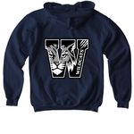 Wildcats Double Design Tops, a Navy Softstyle Youth Pullover Hoodie (back-view)