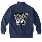 Wildcats Double Design Tops, a True Navy Comfort Colors Quarter Zip Pullover (back-view)