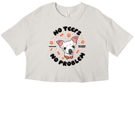 SDS - No Teefs No Problem / Toothless, a Vintage White Women?s Cropped Cotton Tee