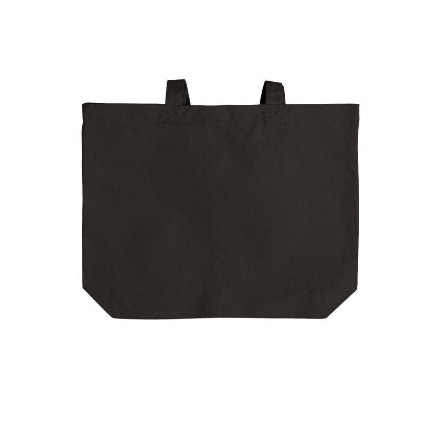 MLA Logo Tote, a Deep Black Cotton Canvas Tote Bag (back-view)