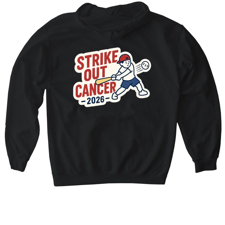 Strike out Cancer 2026, a Black Gildan Softstyle Pullover Hoodie (back-view)