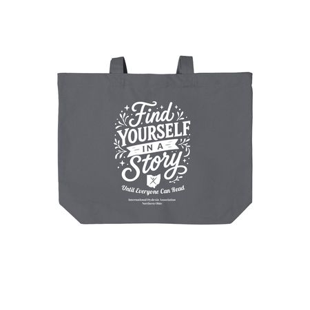 Find Yourself in a Story Canvas Tote, a Storm Grey Cotton Canvas Tote Bag