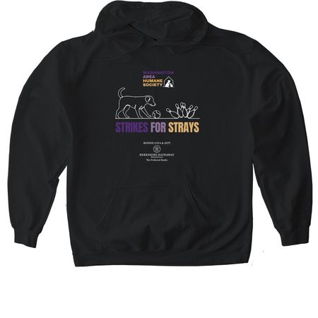 2026 WAHS Strikes for Strays (Dog WHITE), a Black Gildan Softstyle Pullover Hoodie