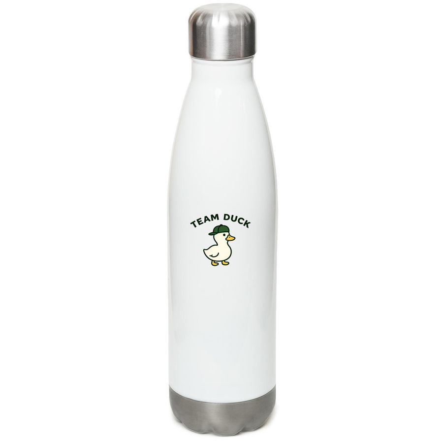 Team Duck Water Bottle, a White Stainless Steel Water Bottle
