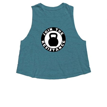 Join the Resistance, a Heather Deep Teal Women's Cropped Racerback Tank