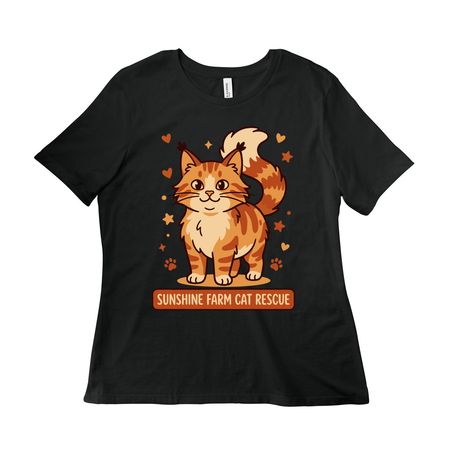 Support Local Rescues Tee ? Sunshine Farm Cat, a Vintage Black Women?s Relaxed Cotton Tee