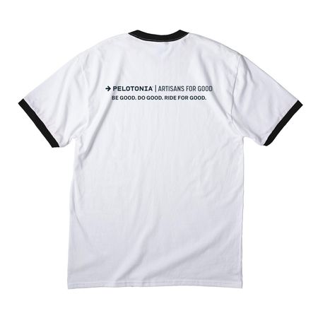 Artisans for Pelotonia, a White/ Jet Black Cotton Ringer Tee (back-view)