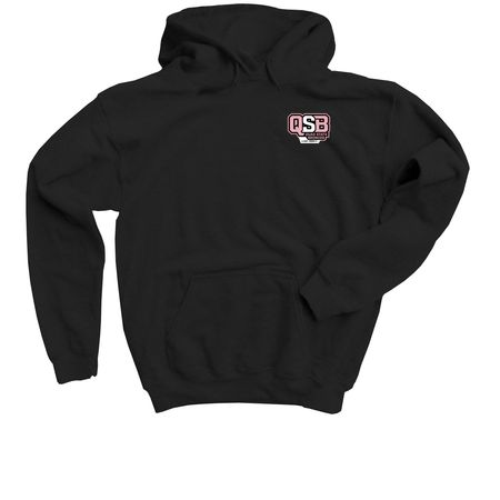 QSB - Pink Logo, a Black Youth Pullover Hoodie