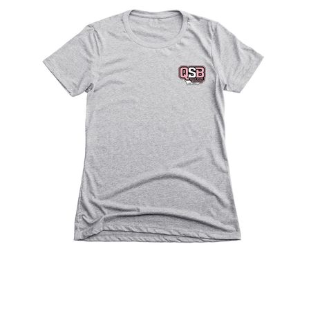 QSB - Pink Logo, a Dark Heather Grey Women's Slim Fit Tee
