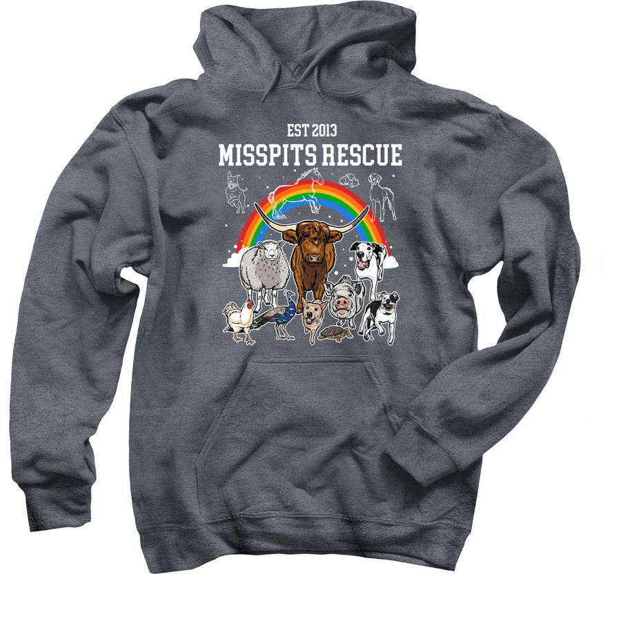 Misspits Rescue established 2013, a Dark Heather Pullover Hoodie