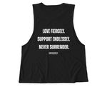 Abandoned Fitness, a Deep Black Allmade Eco Triblend Women?s Muscle Tank (back-view)