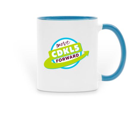Move CDKL5 Forward Mugs, a Light Blue Two-Tone Ceramic Mug