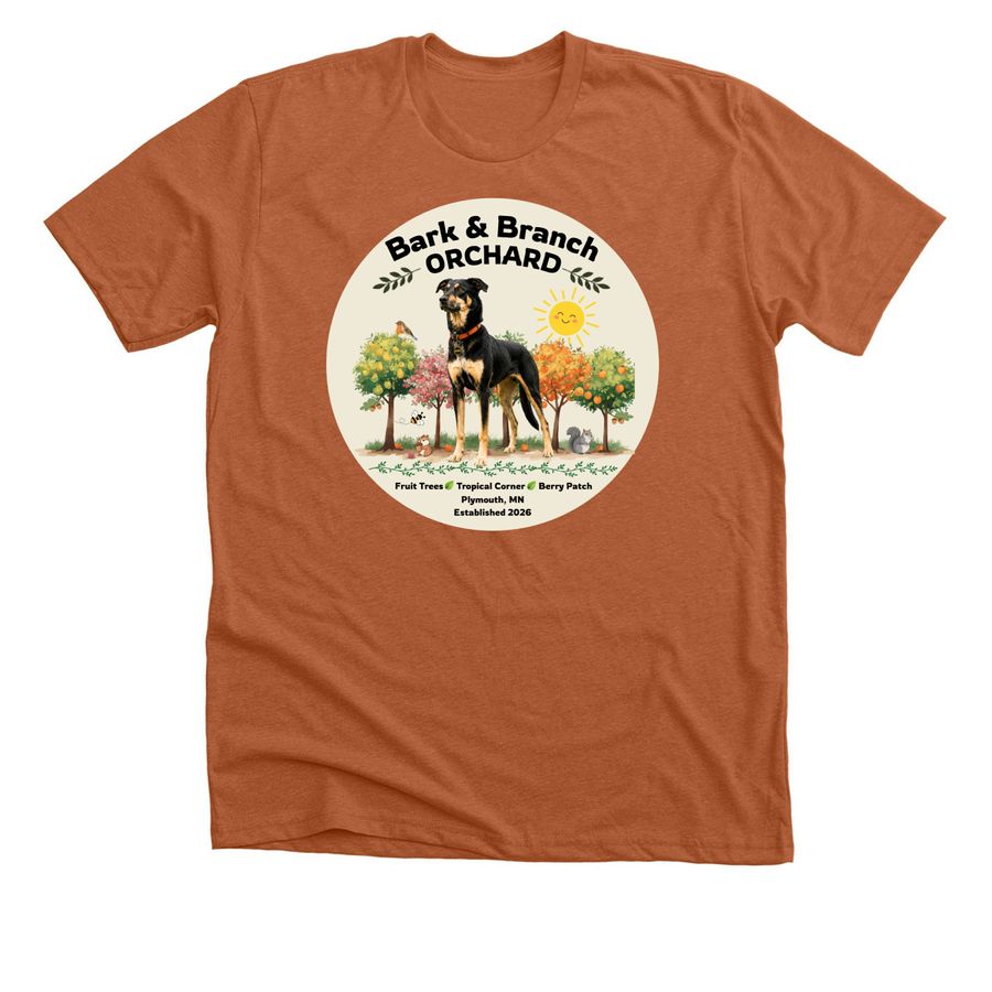 Bark & Branch Orchard, a Heather Autumn Premium Unisex Tee