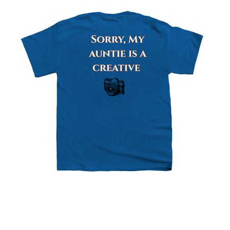 My Auntie is a Creative, a Royal Blue Youth Unisex Tee (back-view)