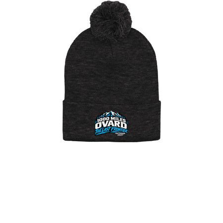 Ovard The Last Frontier, a Heather Charcoal Printed Pom-Pom Beanie