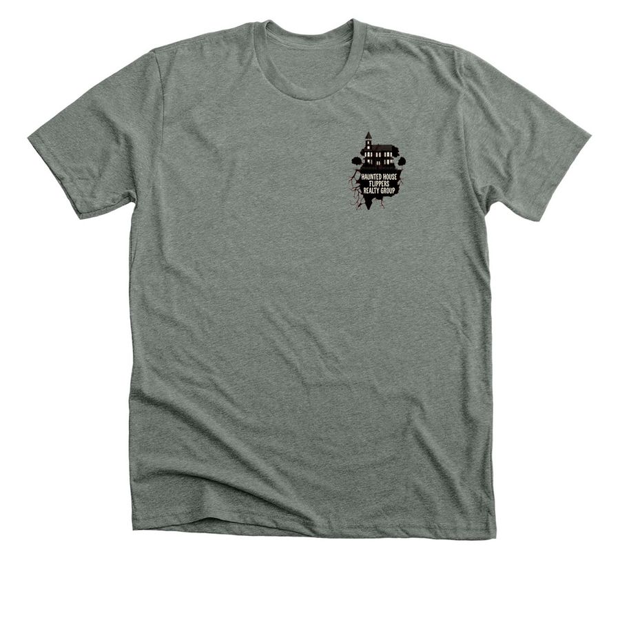 Haunted House Flippers Shirt, a Deep Heather Premium Unisex Tee