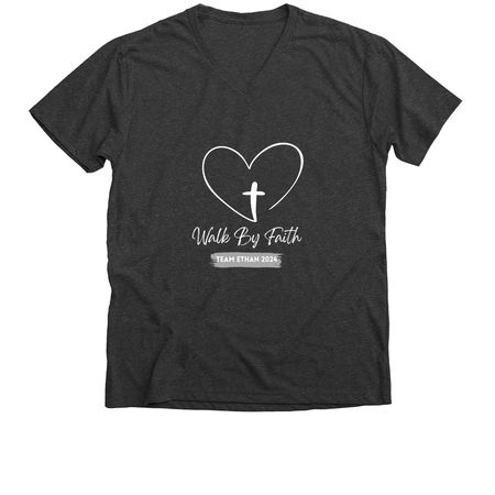 Team Ethan 2024, a Dark Grey Heather Premium V-Neck Tee