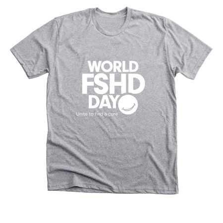 World FSHD Day shirt - 2 sided, a Athletic Heather Premium Unisex Tee