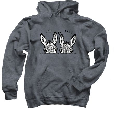 Hee-Haw for 21 Roots Farm, a Dark Heather Pullover Hoodie