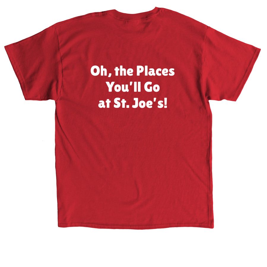 SJS Middle School Drama Club, a Red Classic Unisex Tee (back-view)