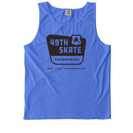 49th Skate Tournament Merch, a Flo Blue Comfort Colors Tank Top