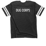 Get Dirty with DUG striped tee, a Vintage Smoke / White Football Jersey Tee (back-view)