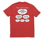 Idaho to Ireland, a Rise Up Red Allmade Eco Triblend Unisex Tee (back-view)