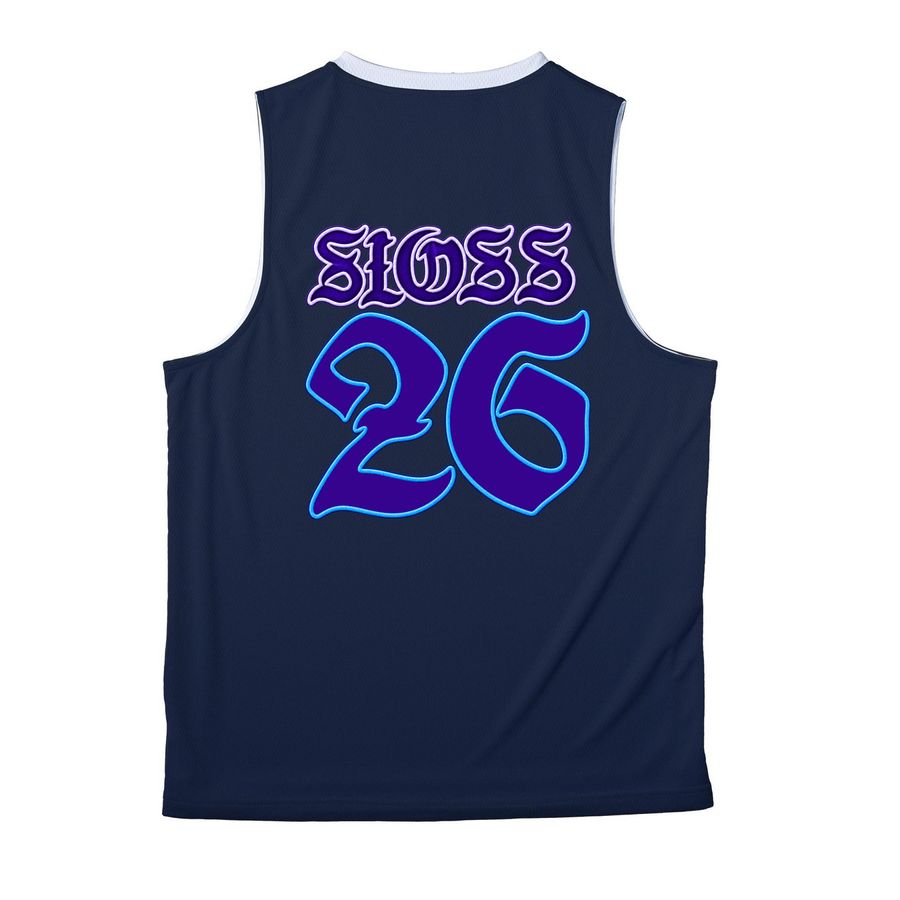 Furnace Fest Shirt 2026, a True Navy/ White Reversible Basketball Jersey (back-view)