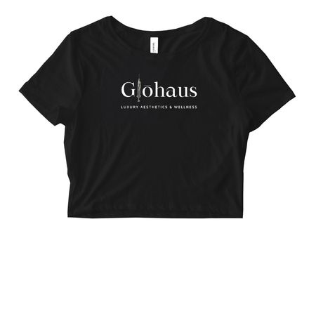 Flagship Glo Shirts, a Black Women's Fitted Cropped Tee