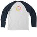 Childhood Cancer & Sickle Cell Awareness 2025, a Rebel Blue/ Bright White Allmade Eco Triblend Colorblock Raglan Long Sleeve Tee (back-view)