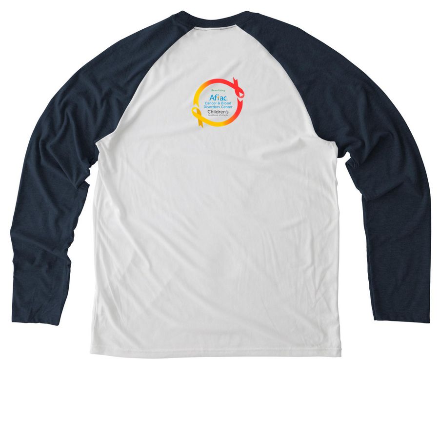 Childhood Cancer & Sickle Cell Awareness 2025, a Rebel Blue/ Bright White Allmade Eco Triblend Colorblock Raglan Long Sleeve Tee (back-view)