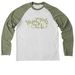 Weird Girls Club: Swirl, a Olive You Green/ Bright White Allmade Eco Triblend Colorblock Raglan Long Sleeve Tee