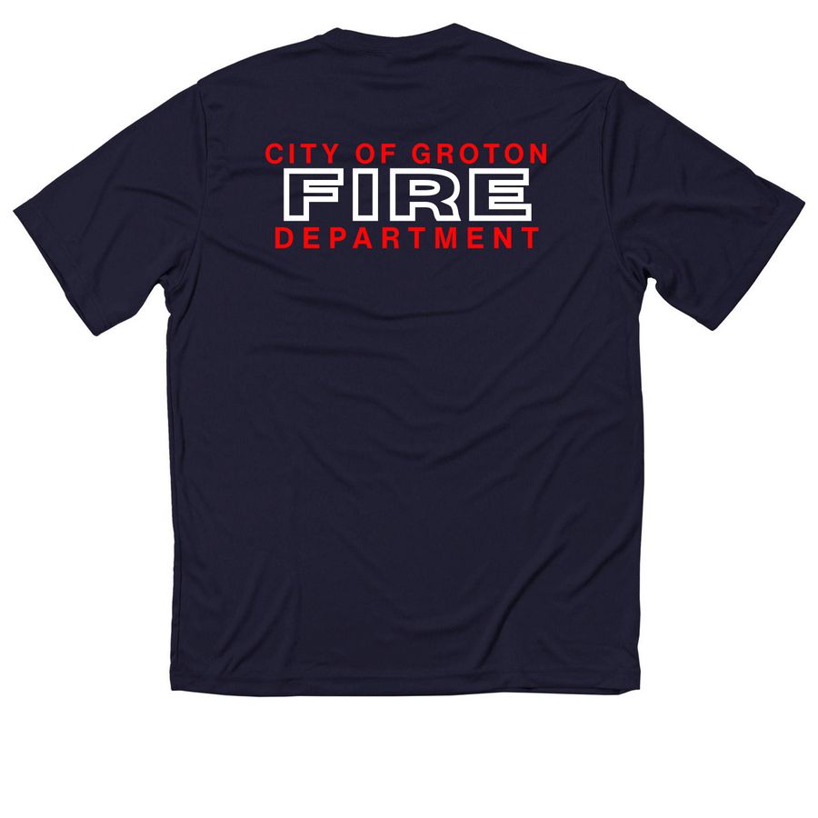 IAFF Workout Shirt - Red, a True Navy Classic Performance Tee (back-view)