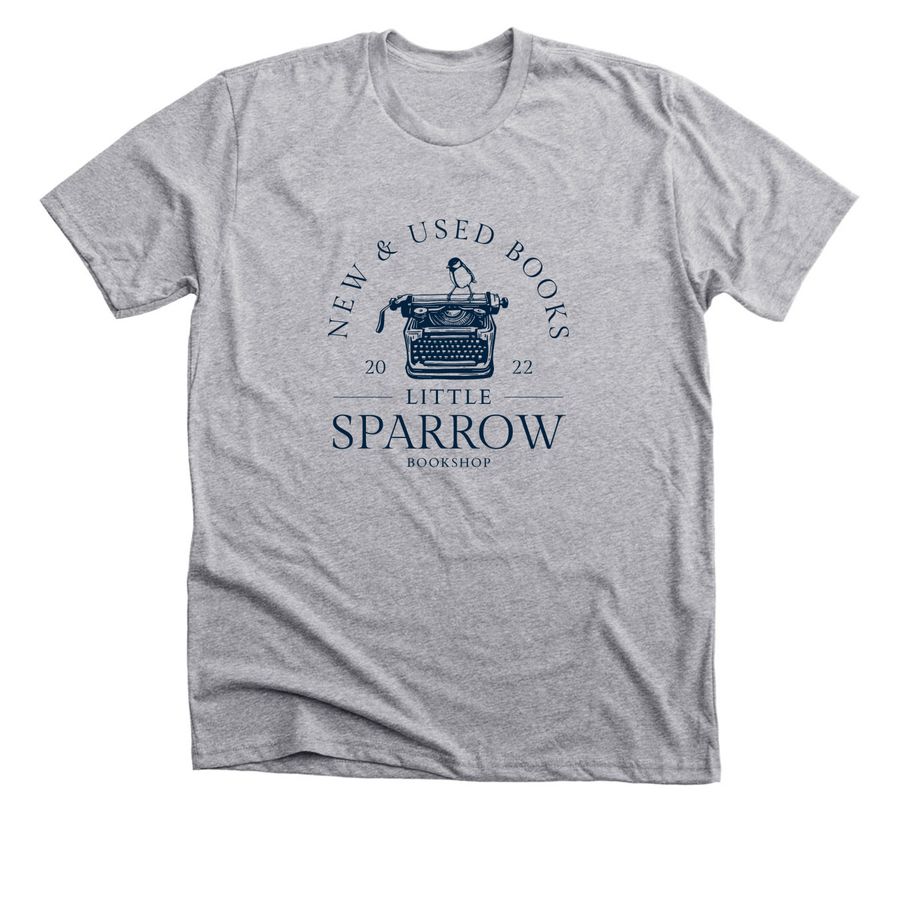 Little Sparrow Bookshop Tee, a Athletic Heather Premium Unisex Tee
