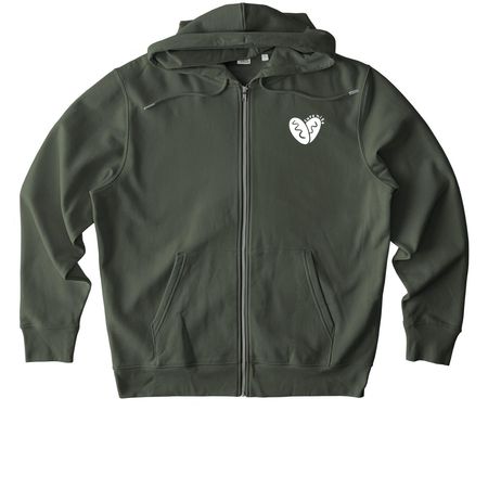 Mito Heart - Zip-Up (Adult), a Khaki Green Stanley/Stella Unisex Cultivator 2.0 Zip Up Pullover Hoodie