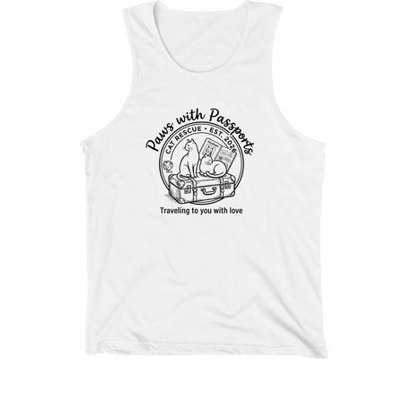 Paws With Passports Merch, a White Premium Cotton Tank