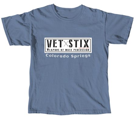 VetStix - Weapons of Mass Percussion, a Blue Jean Comfort Colors Unisex Tee