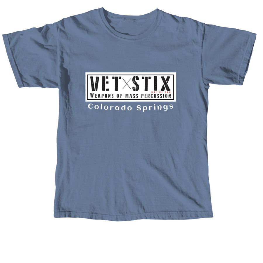 VetStix - Weapons of Mass Percussion, a Blue Jean Comfort Colors Unisex Tee