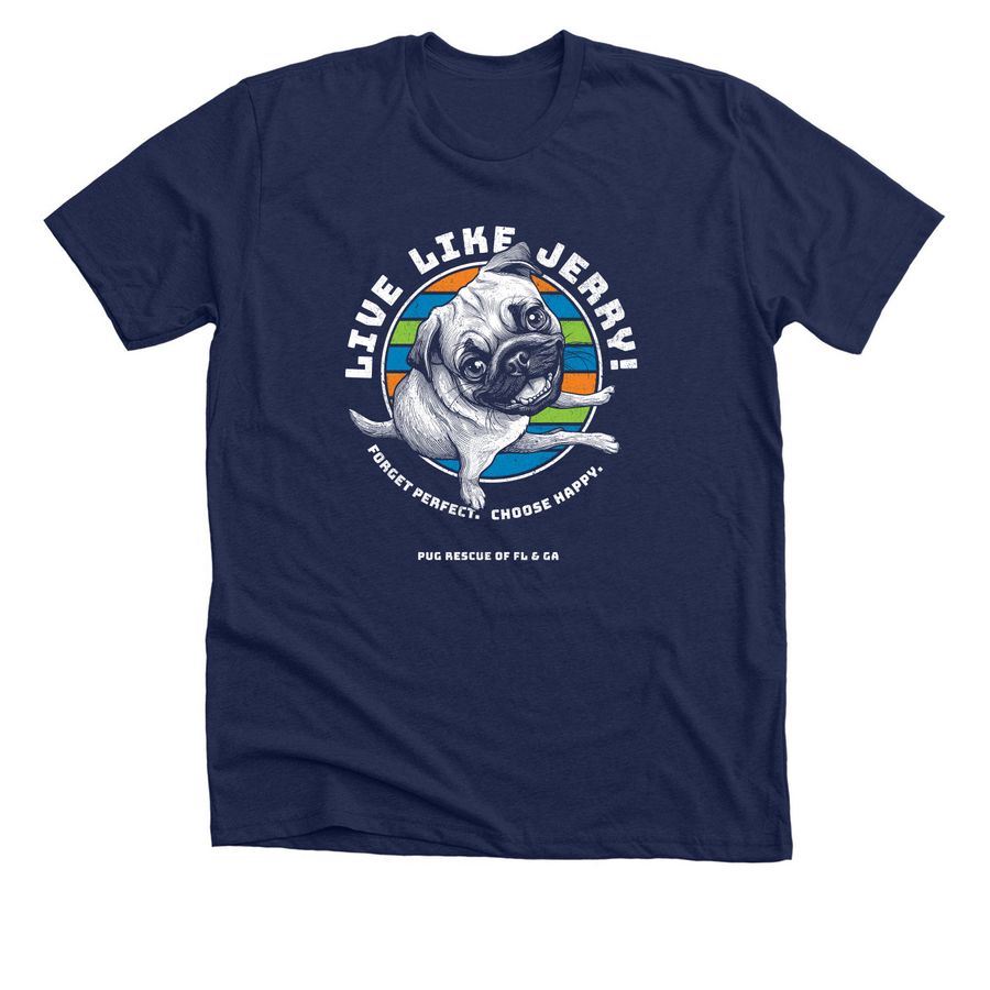 Live Like Jerry: Retro Nights, a Solid Navy Blend Premium Unisex Tee